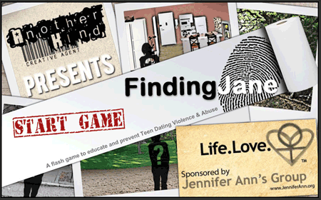 Title Screen of 'Finding Jane' a video game for prevention of teen dating violence.